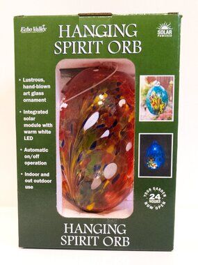 Echo Valley Hanging Spirit Orb LED Blown Glass Outdoor Garden Art Solar Light